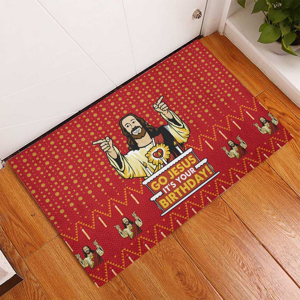 Jesus Birthday Christmas Rubber Doormat Funny Xmas Holiday Patterns - Wonder Print Shop