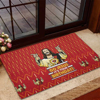 Jesus Birthday Christmas Rubber Doormat Funny Xmas Holiday Patterns - Wonder Print Shop