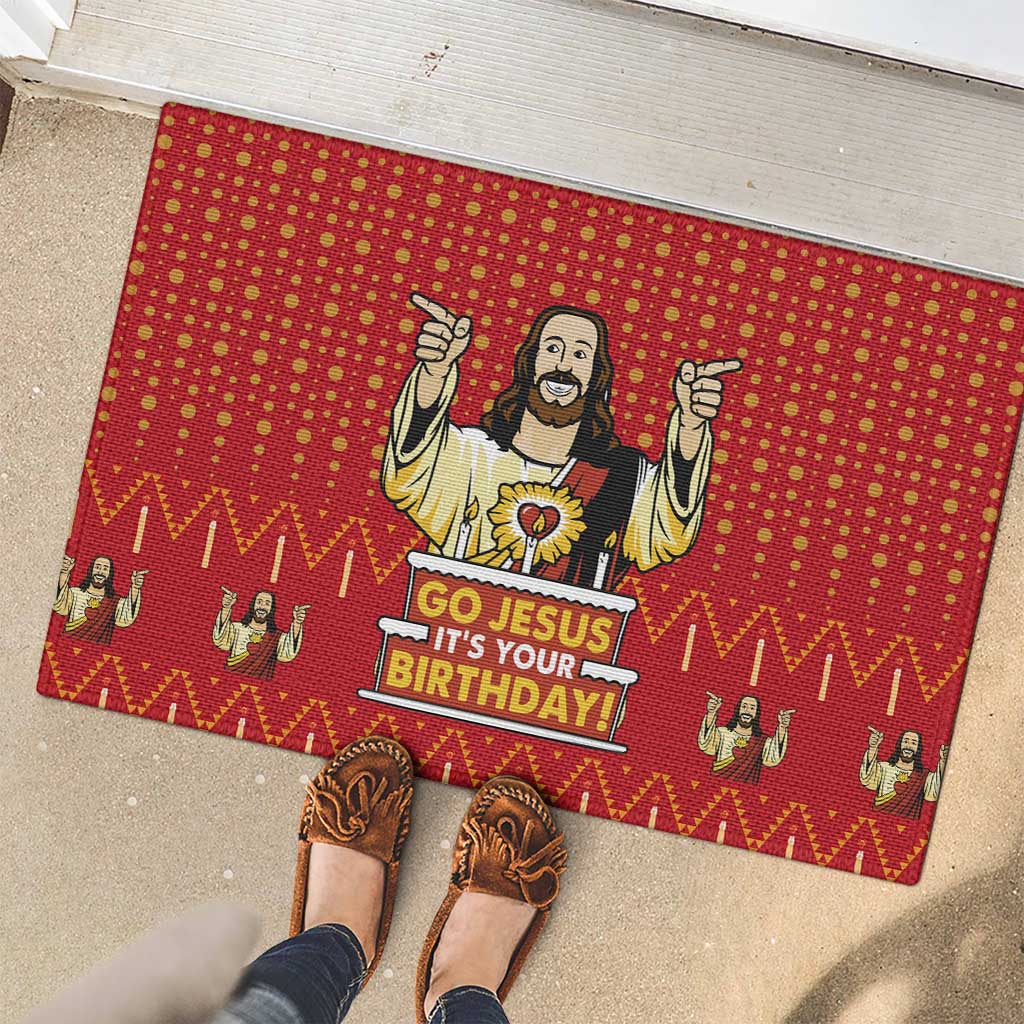 Jesus Birthday Christmas Rubber Doormat Funny Xmas Holiday Patterns - Wonder Print Shop