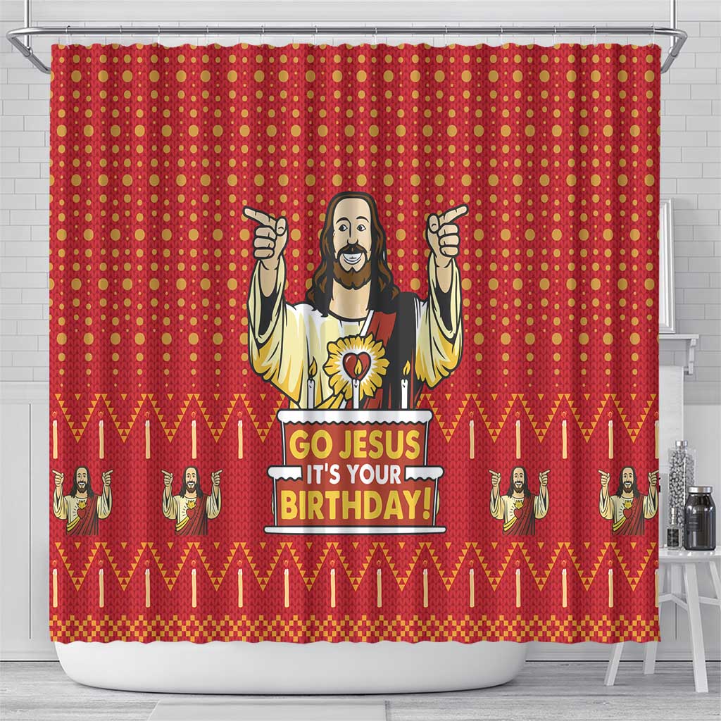 Jesus Birthday Christmas Shower Curtain Funny Xmas Holiday Patterns - Wonder Print Shop