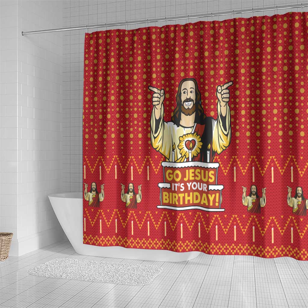 Jesus Birthday Christmas Shower Curtain Funny Xmas Holiday Patterns - Wonder Print Shop