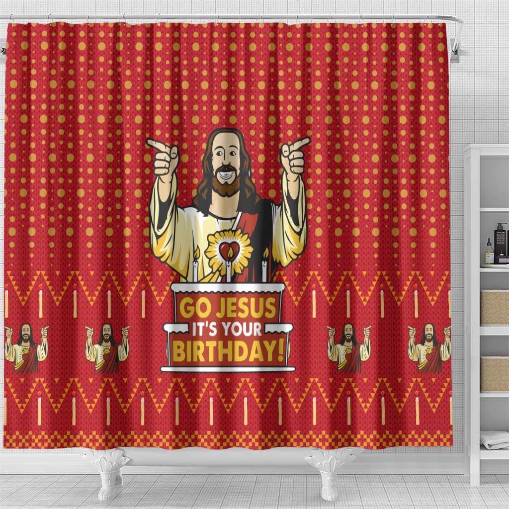 Jesus Birthday Christmas Shower Curtain Funny Xmas Holiday Patterns - Wonder Print Shop