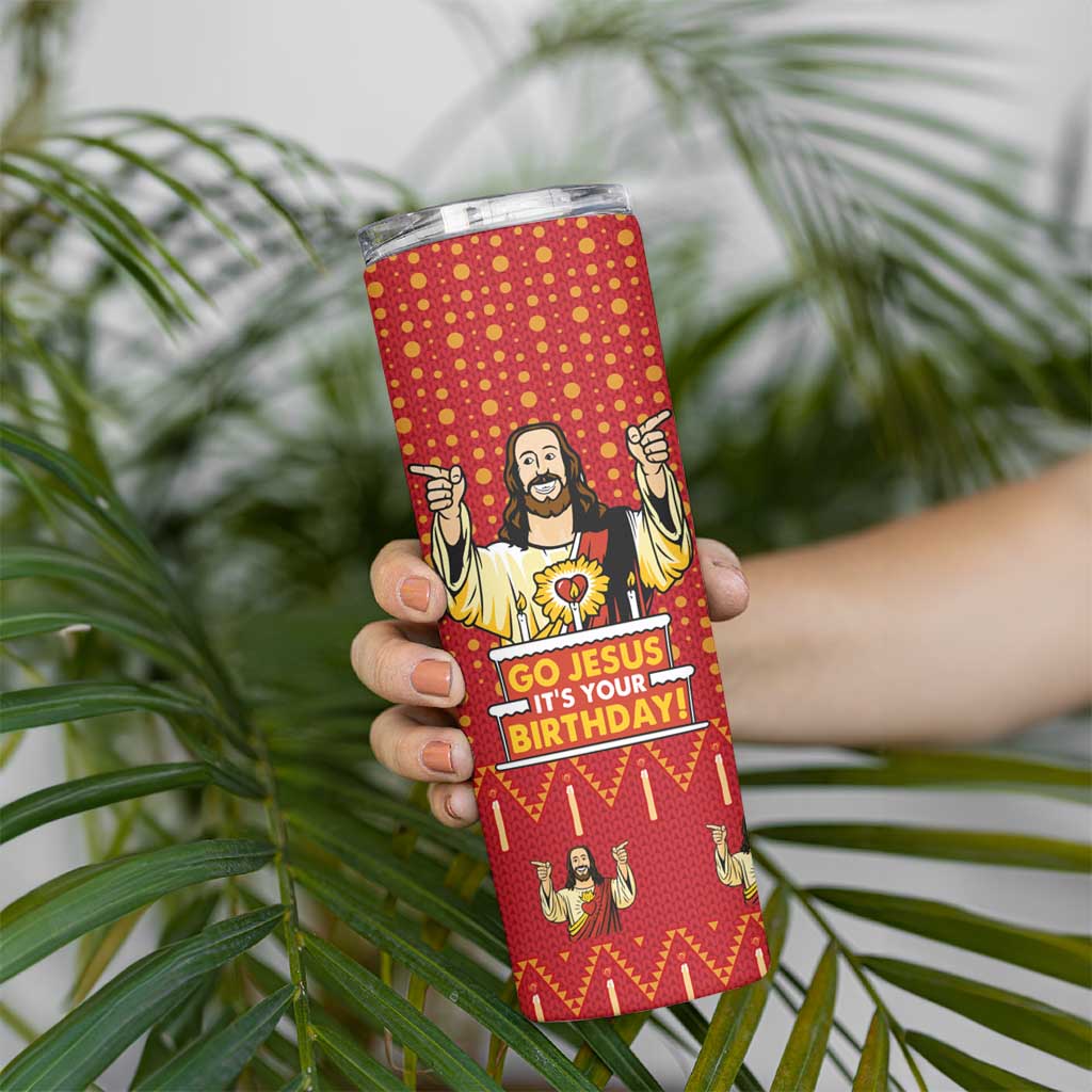 Jesus Birthday Christmas Skinny Tumbler Funny Xmas Holiday Patterns - Wonder Print Shop