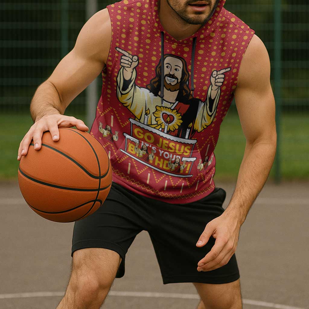 Jesus Birthday Christmas Sleeveless Hoodie Funny Xmas Holiday Patterns - Wonder Print Shop
