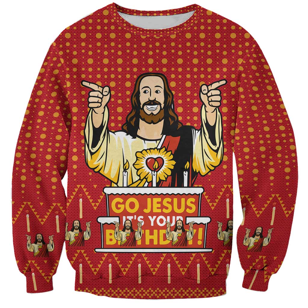 Jesus Birthday Christmas Sweatshirt Funny Xmas Holiday Patterns - Wonder Print Shop