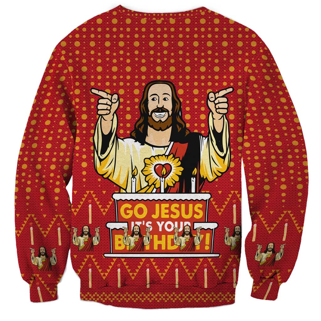 Jesus Birthday Christmas Sweatshirt Funny Xmas Holiday Patterns - Wonder Print Shop