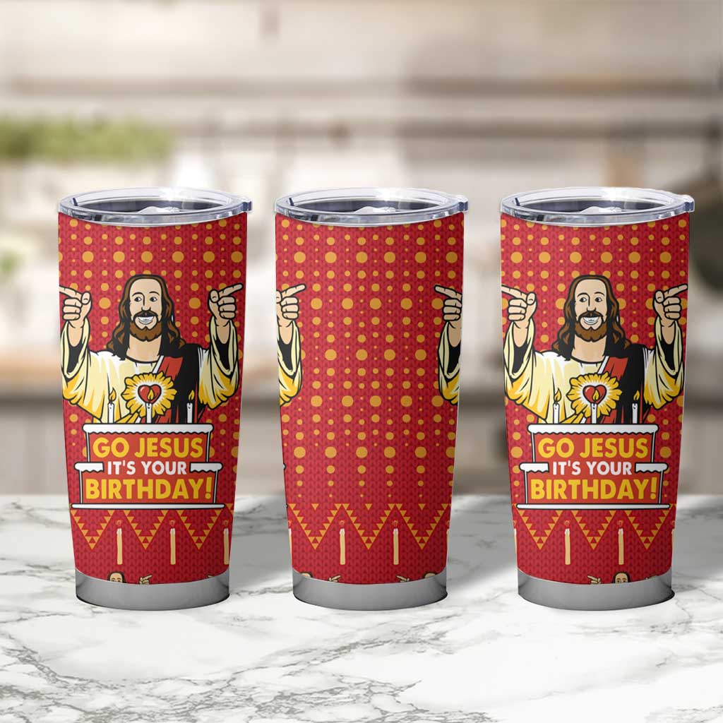 Jesus Birthday Christmas Tumbler Cup Funny Xmas Holiday Patterns - Wonder Print Shop