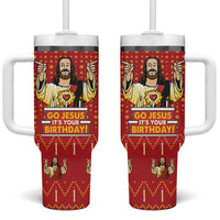 Jesus Birthday Christmas Tumbler With Handle Funny Xmas Holiday Patterns - Wonder Print Shop