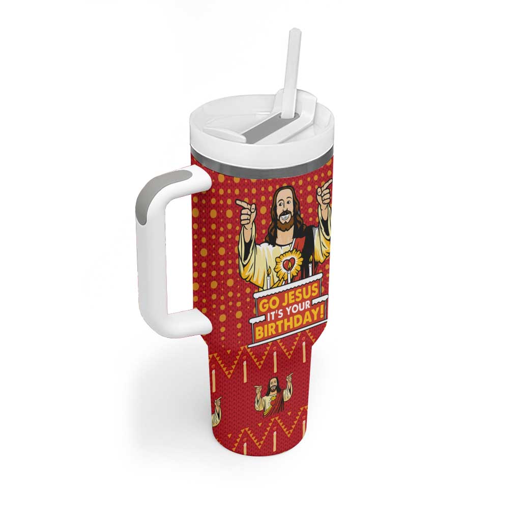Jesus Birthday Christmas Tumbler With Handle Funny Xmas Holiday Patterns - Wonder Print Shop