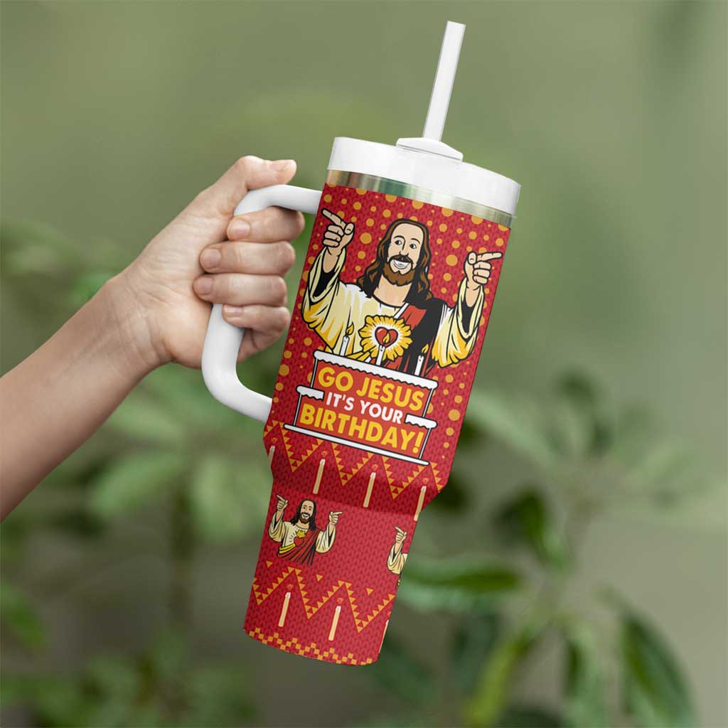 Jesus Birthday Christmas Tumbler With Handle Funny Xmas Holiday Patterns - Wonder Print Shop