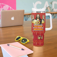 Jesus Birthday Christmas Tumbler With Handle Funny Xmas Holiday Patterns - Wonder Print Shop