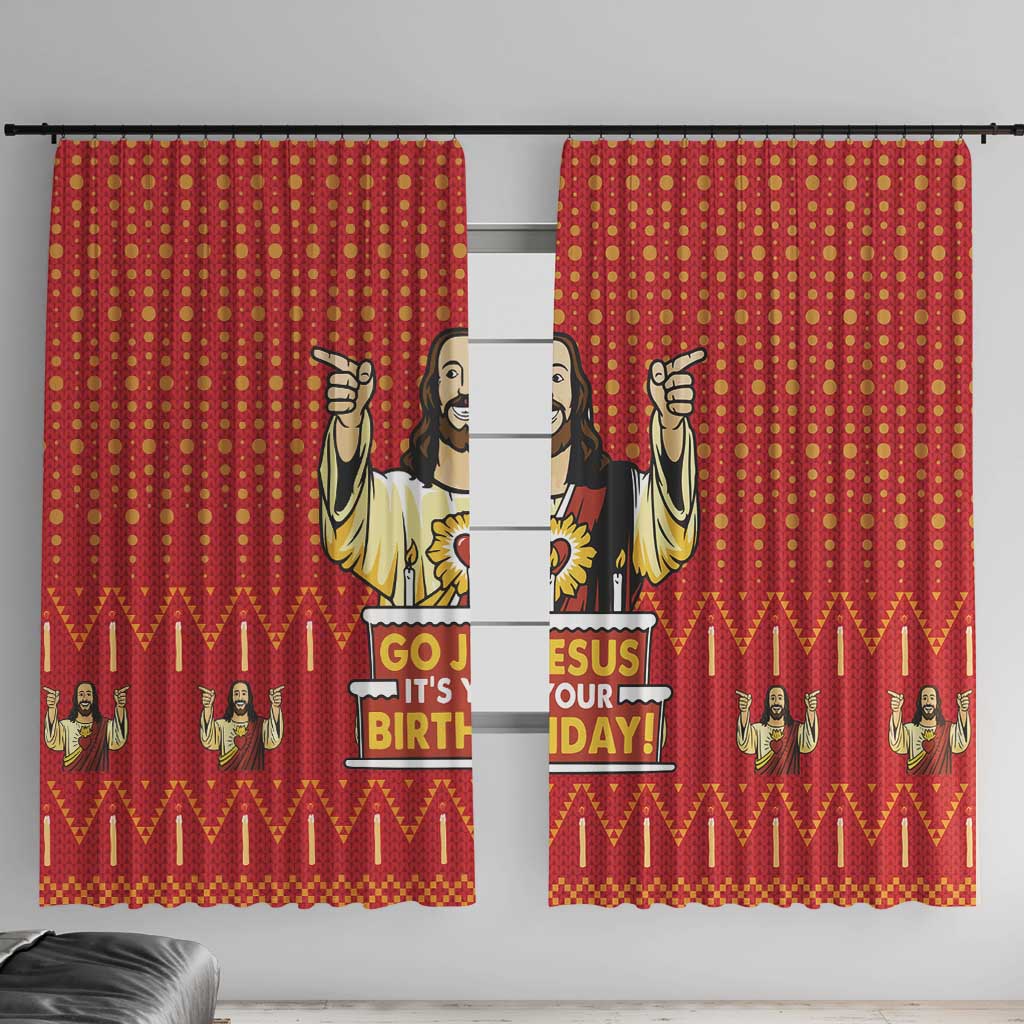 Jesus Birthday Christmas Window Curtain Funny Xmas Holiday Patterns - Wonder Print Shop