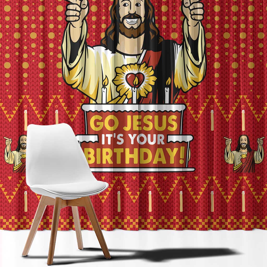 Jesus Birthday Christmas Window Curtain Funny Xmas Holiday Patterns - Wonder Print Shop