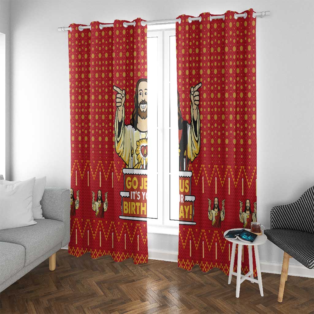 Jesus Birthday Christmas Window Curtain Funny Xmas Holiday Patterns - Wonder Print Shop