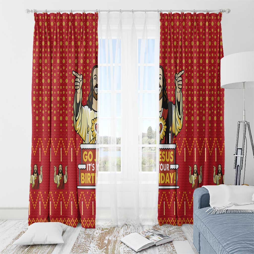 Jesus Birthday Christmas Window Curtain Funny Xmas Holiday Patterns - Wonder Print Shop
