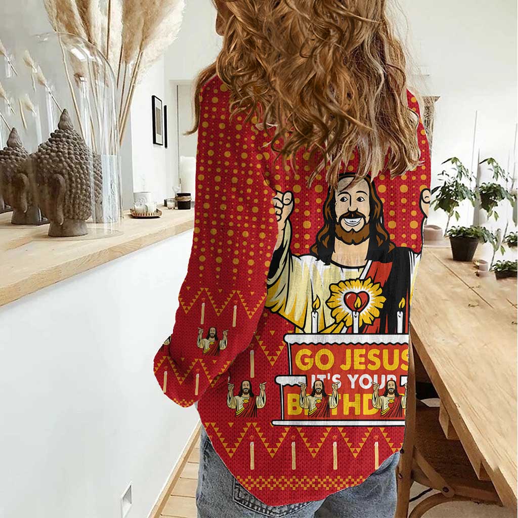 Jesus Birthday Christmas Women Casual Shirt Funny Xmas Holiday Patterns - Wonder Print Shop