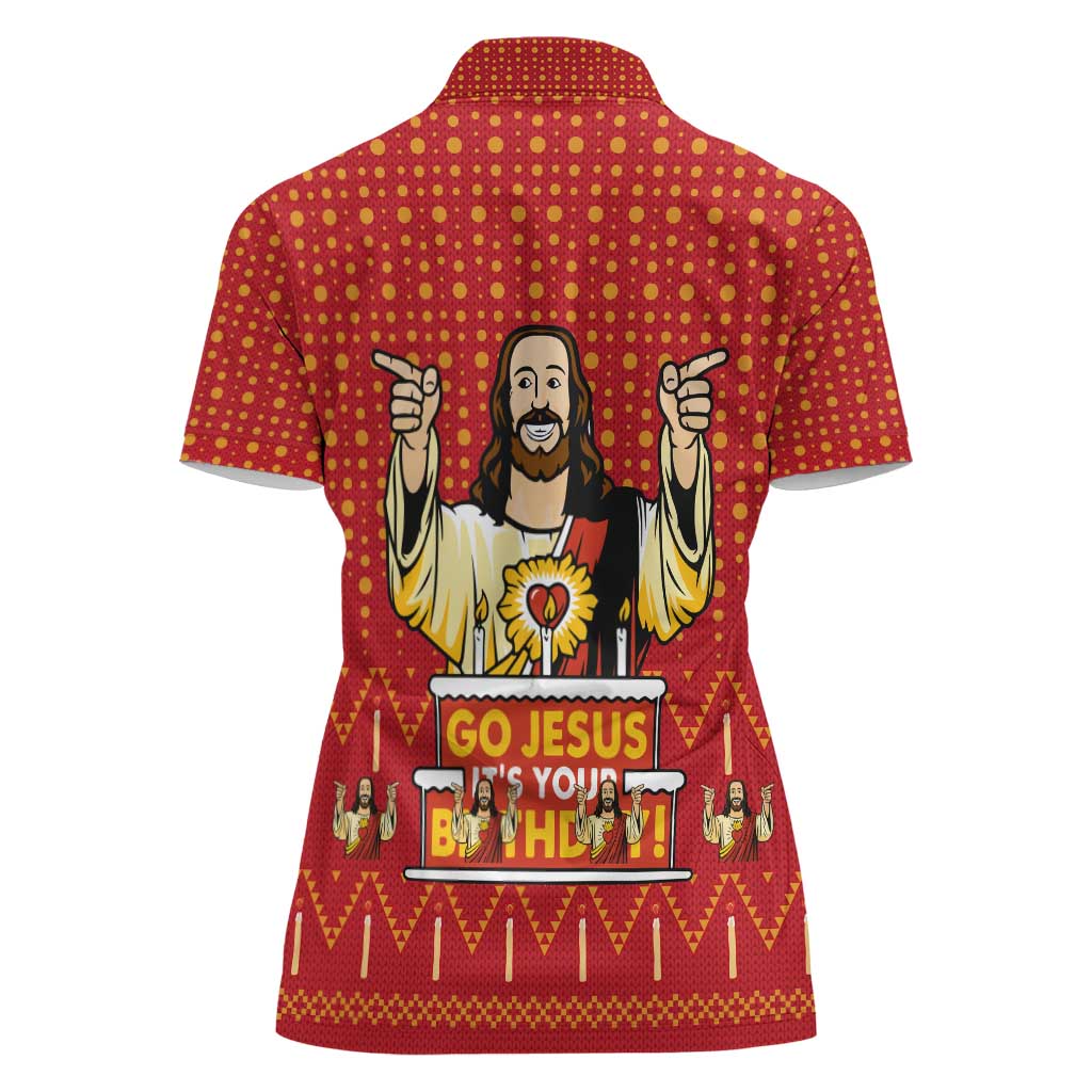 Jesus Birthday Christmas Women Polo Shirt Funny Xmas Holiday Patterns - Wonder Print Shop