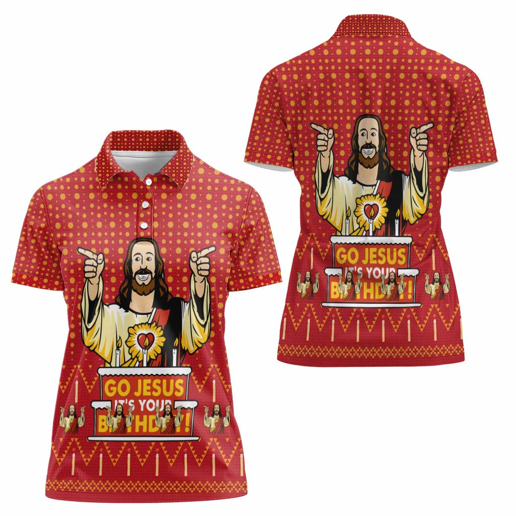 Jesus Birthday Christmas Women Polo Shirt Funny Xmas Holiday Patterns - Wonder Print Shop