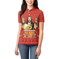 Jesus Birthday Christmas Women Polo Shirt Funny Xmas Holiday Patterns - Wonder Print Shop