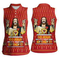 Jesus Birthday Christmas Women Sleeveless Polo Shirt Funny Xmas Holiday Patterns - Wonder Print Shop