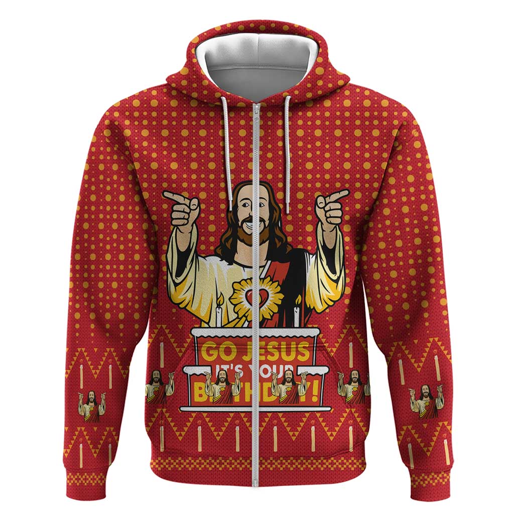 Jesus Birthday Christmas Zip Hoodie Funny Xmas Holiday Patterns - Wonder Print Shop