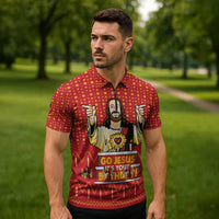 Jesus Birthday Christmas Zipper Polo Shirt Funny Xmas Holiday Patterns - Wonder Print Shop