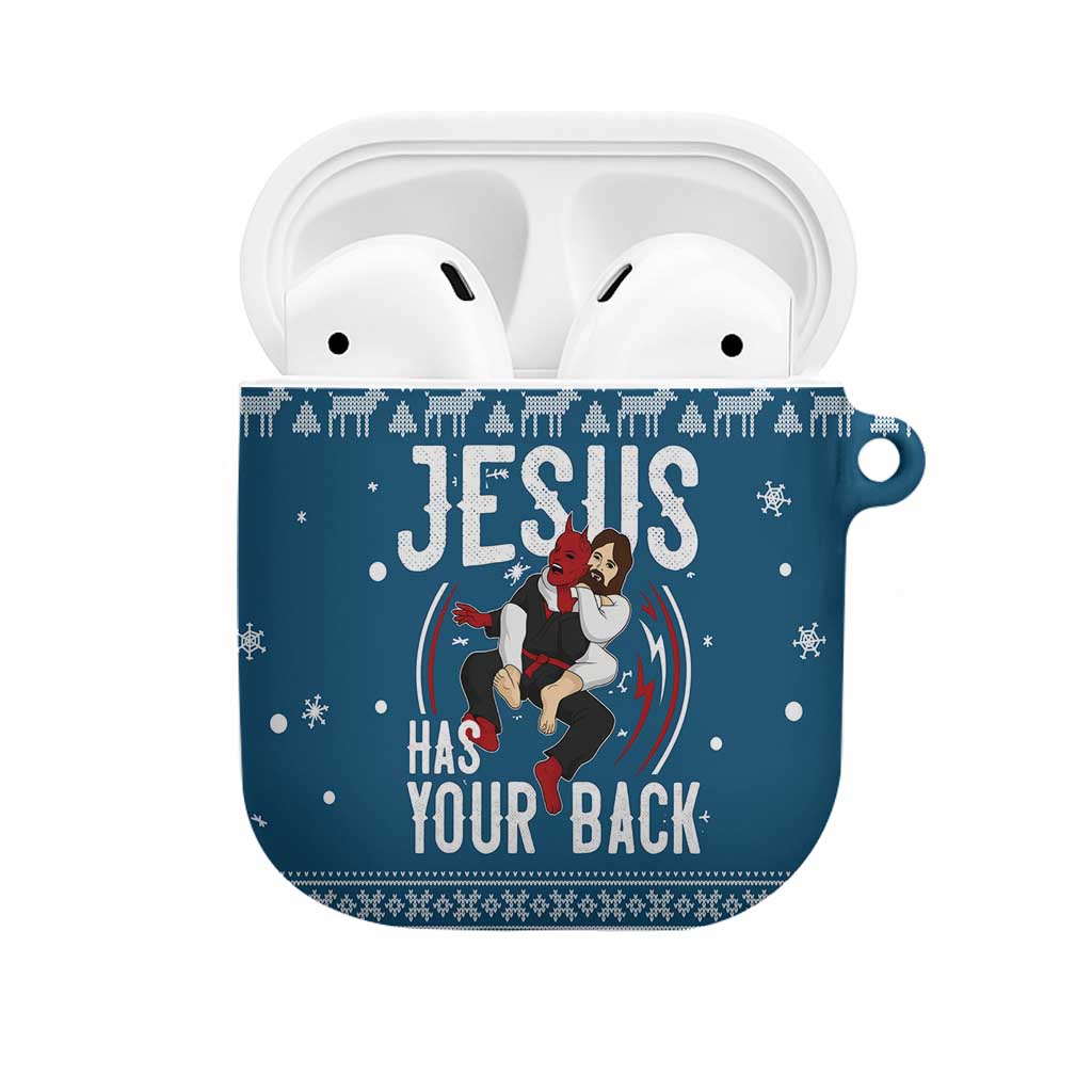 Jesus Has Your Back Jiu Jitsu Christmas AirPods Case Funny Xmas Holiday Patterns - Wonder Print Shop