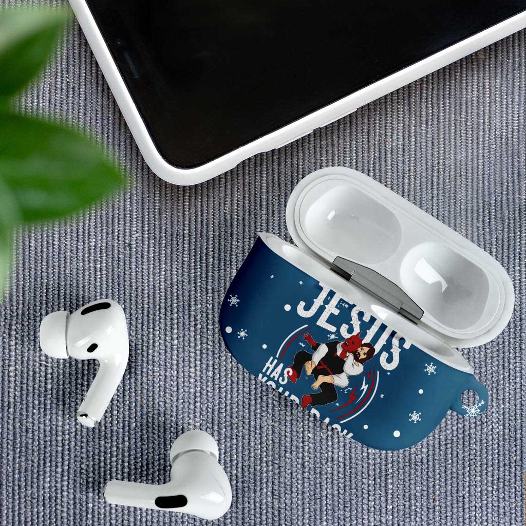 Jesus Has Your Back Jiu Jitsu Christmas AirPods Case Funny Xmas Holiday Patterns - Wonder Print Shop