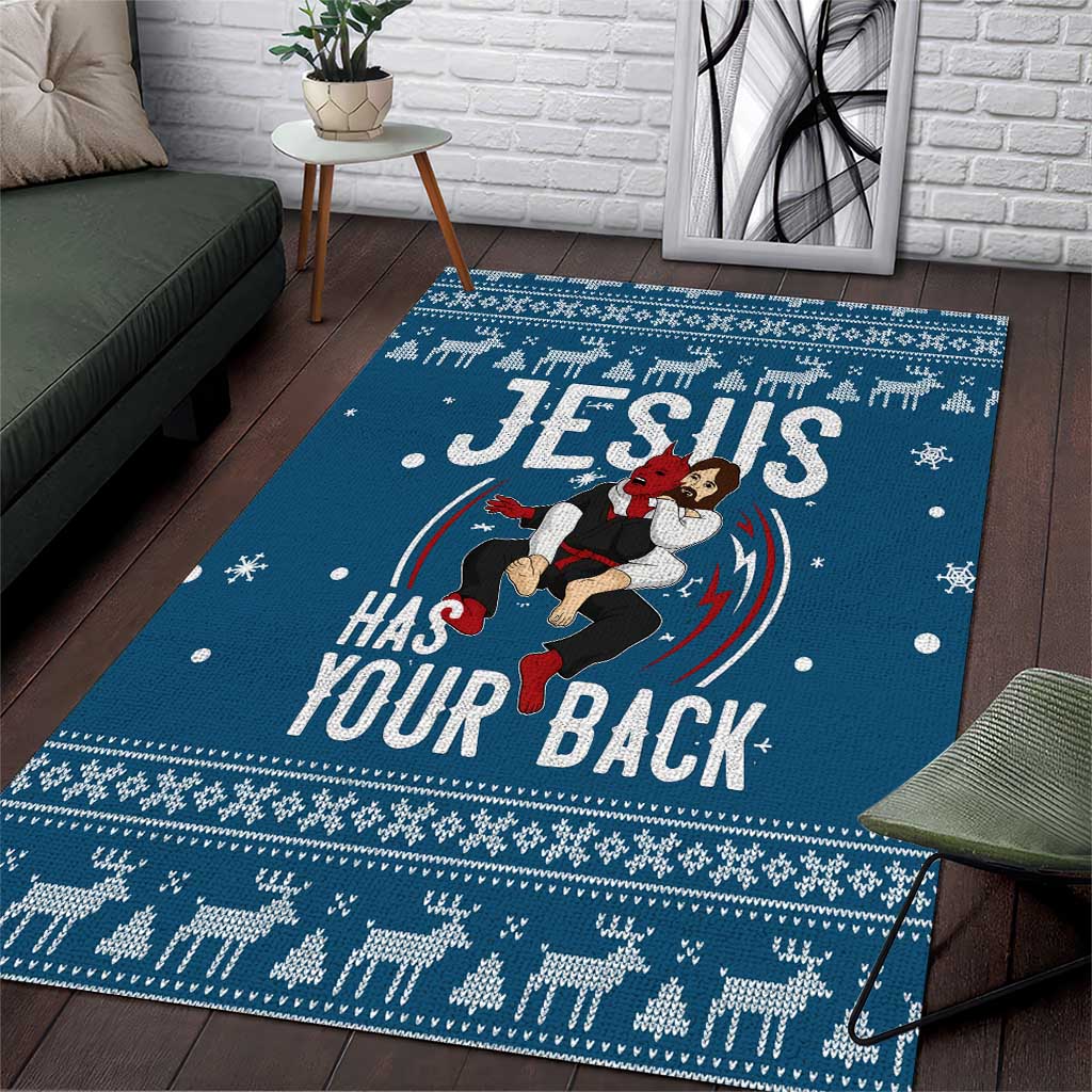 Jesus Has Your Back Jiu Jitsu Christmas Area Rug Funny Xmas Holiday Patterns - Wonder Print Shop