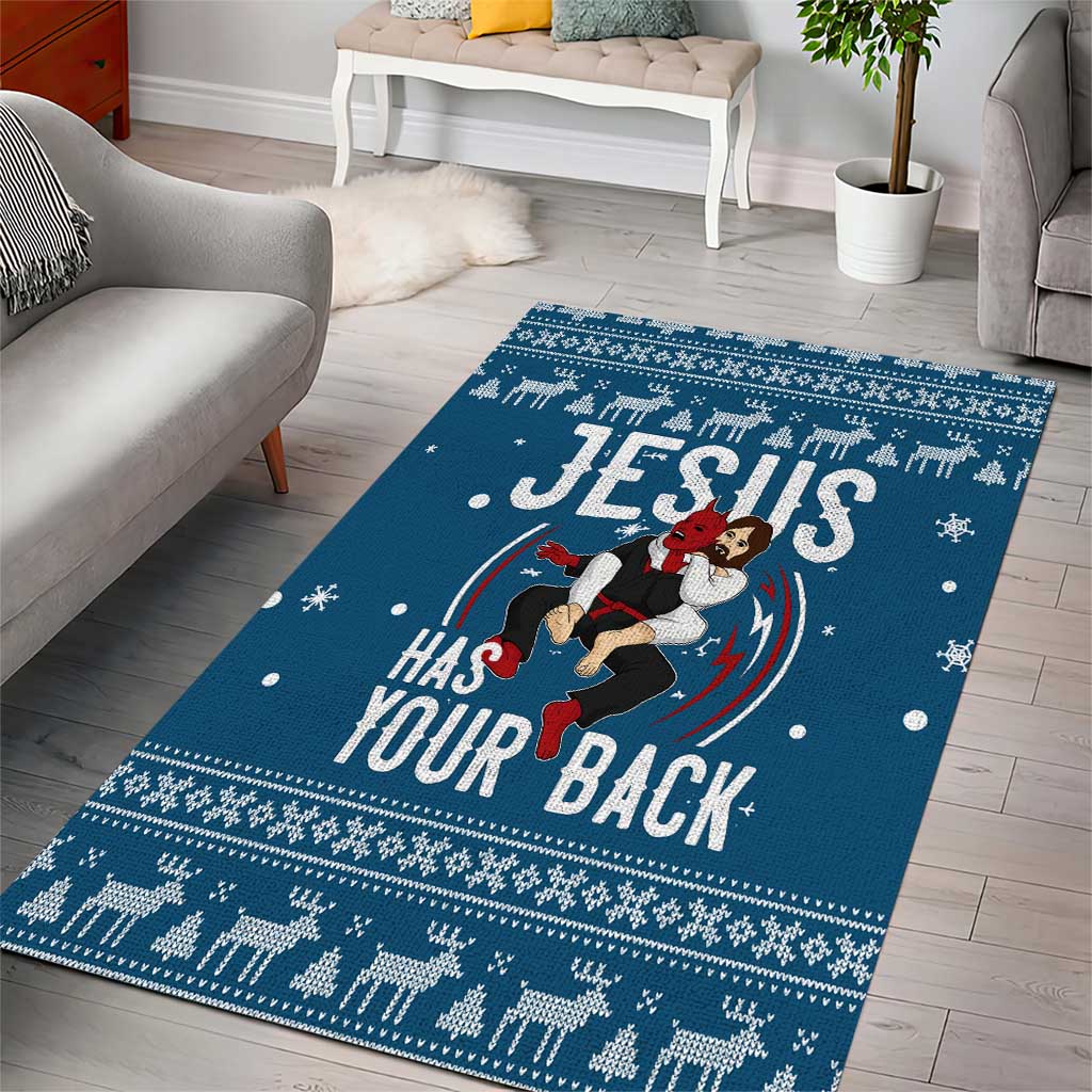 Jesus Has Your Back Jiu Jitsu Christmas Area Rug Funny Xmas Holiday Patterns - Wonder Print Shop