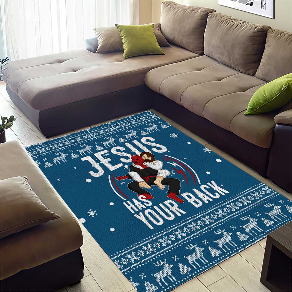 Jesus Has Your Back Jiu Jitsu Christmas Area Rug Funny Xmas Holiday Patterns - Wonder Print Shop