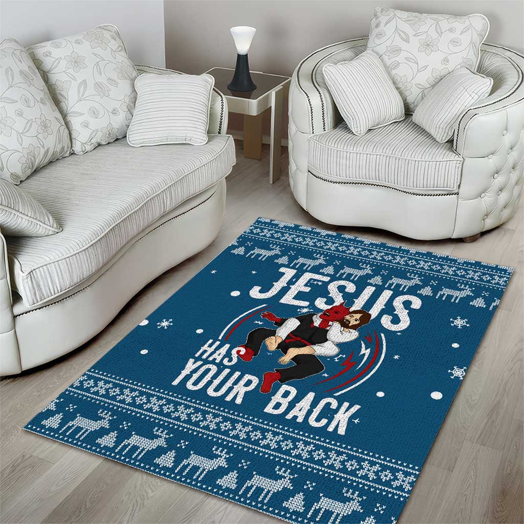 Jesus Has Your Back Jiu Jitsu Christmas Area Rug Funny Xmas Holiday Patterns - Wonder Print Shop