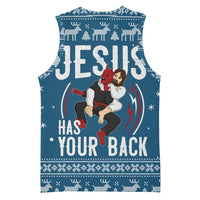 Jesus Has Your Back Jiu Jitsu Christmas Basketball Jersey Funny Xmas Holiday Patterns - Wonder Print Shop
