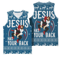 Jesus Has Your Back Jiu Jitsu Christmas Basketball Jersey Funny Xmas Holiday Patterns - Wonder Print Shop