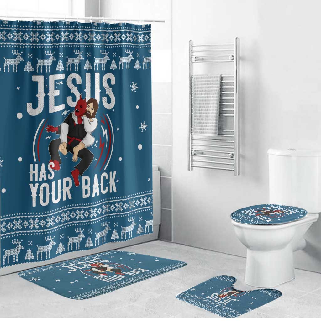 Jesus Has Your Back Jiu Jitsu Christmas Bathroom Set Funny Xmas Holiday Patterns - Wonder Print Shop