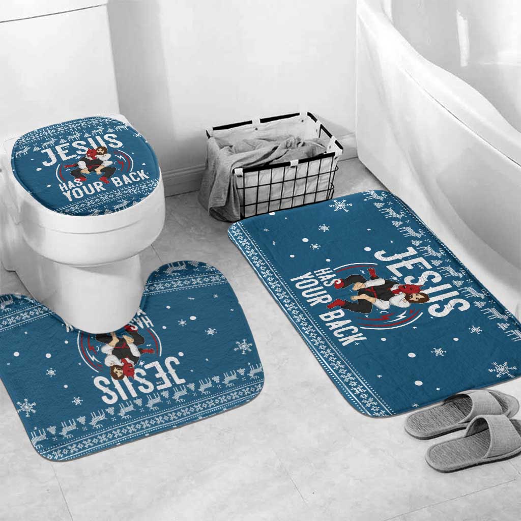 Jesus Has Your Back Jiu Jitsu Christmas Bathroom Set Funny Xmas Holiday Patterns - Wonder Print Shop