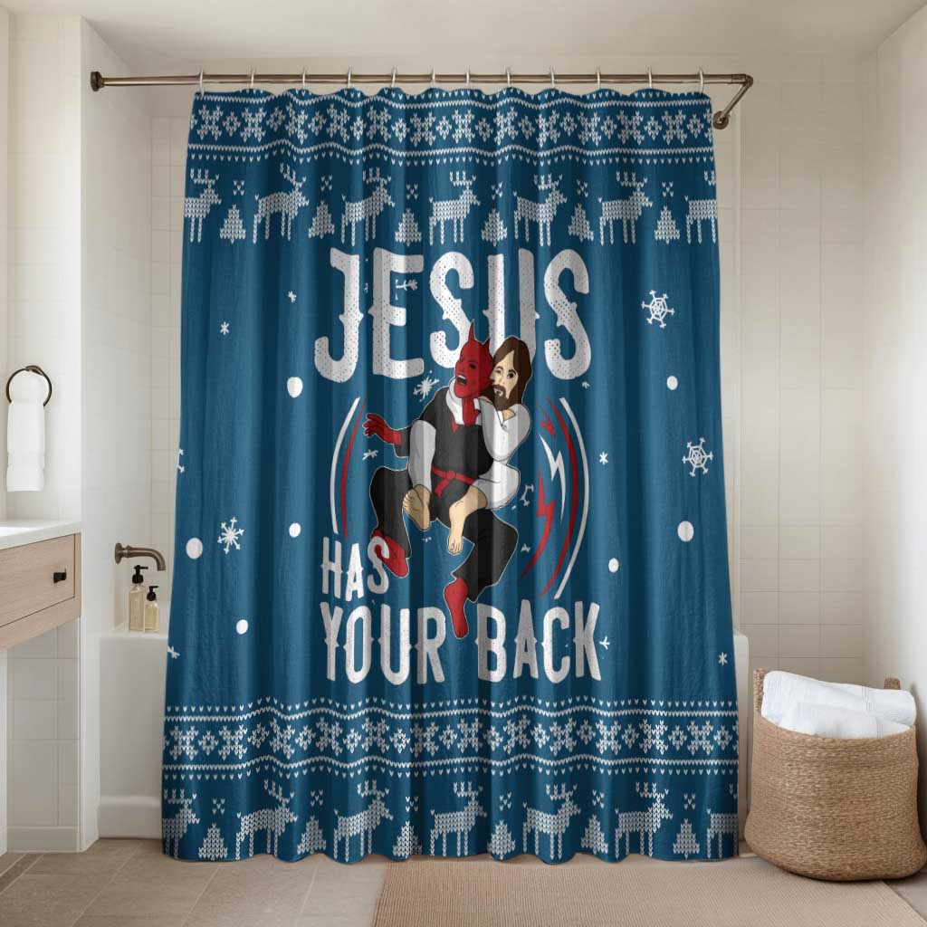 Jesus Has Your Back Jiu Jitsu Christmas Bathroom Set Funny Xmas Holiday Patterns - Wonder Print Shop