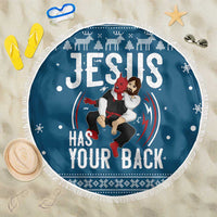 Jesus Has Your Back Jiu Jitsu Christmas Beach Blanket Funny Xmas Holiday Patterns - Wonder Print Shop
