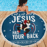 Jesus Has Your Back Jiu Jitsu Christmas Beach Blanket Funny Xmas Holiday Patterns - Wonder Print Shop