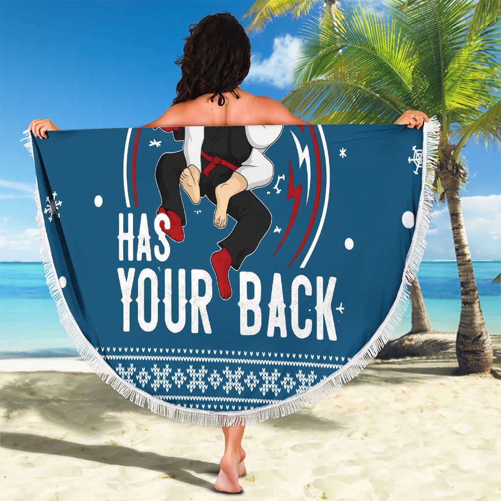 Jesus Has Your Back Jiu Jitsu Christmas Beach Blanket Funny Xmas Holiday Patterns - Wonder Print Shop