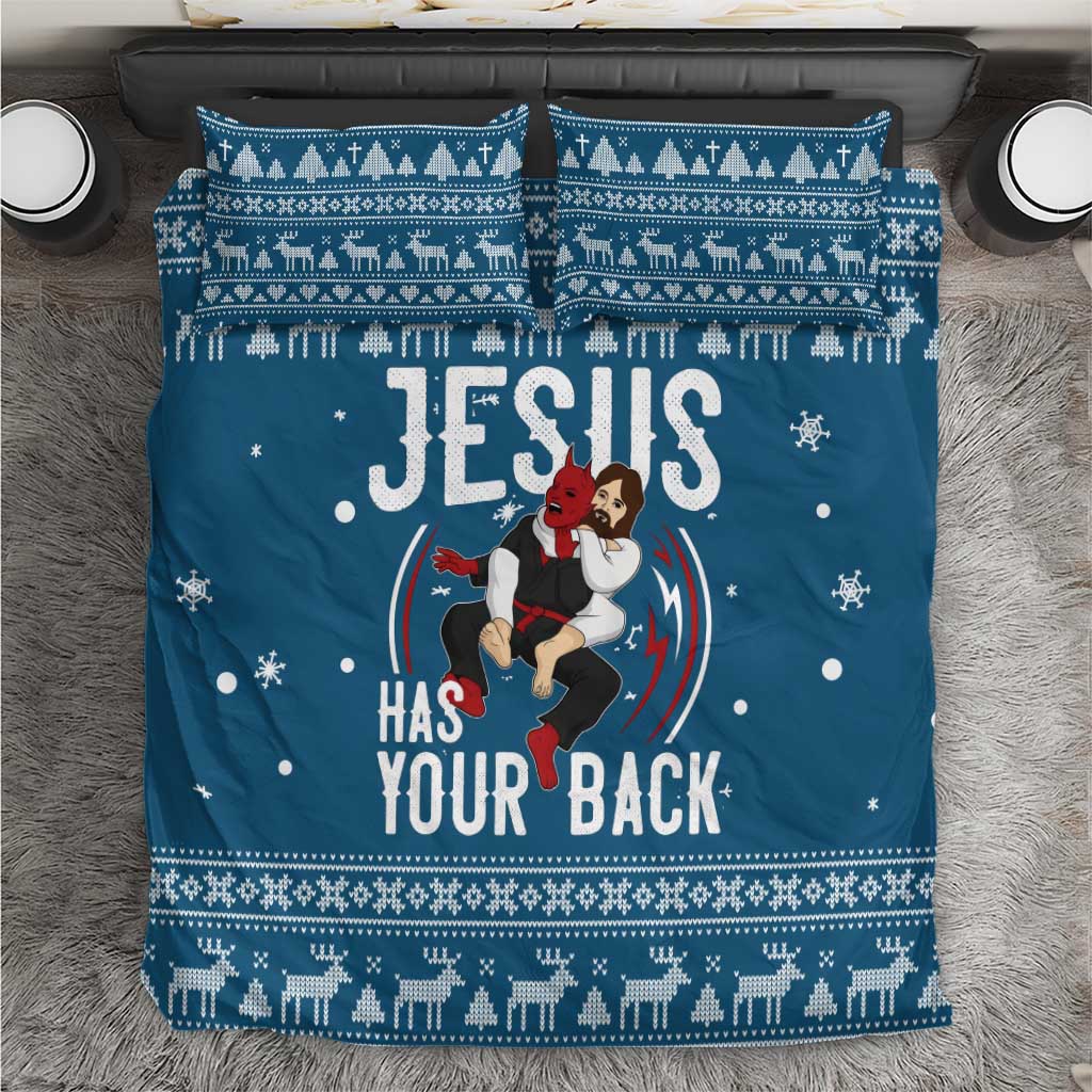 Jesus Has Your Back Jiu Jitsu Christmas Bedding Set Funny Xmas Holiday Patterns - Wonder Print Shop