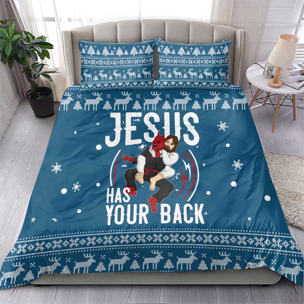 Jesus Has Your Back Jiu Jitsu Christmas Bedding Set Funny Xmas Holiday Patterns - Wonder Print Shop