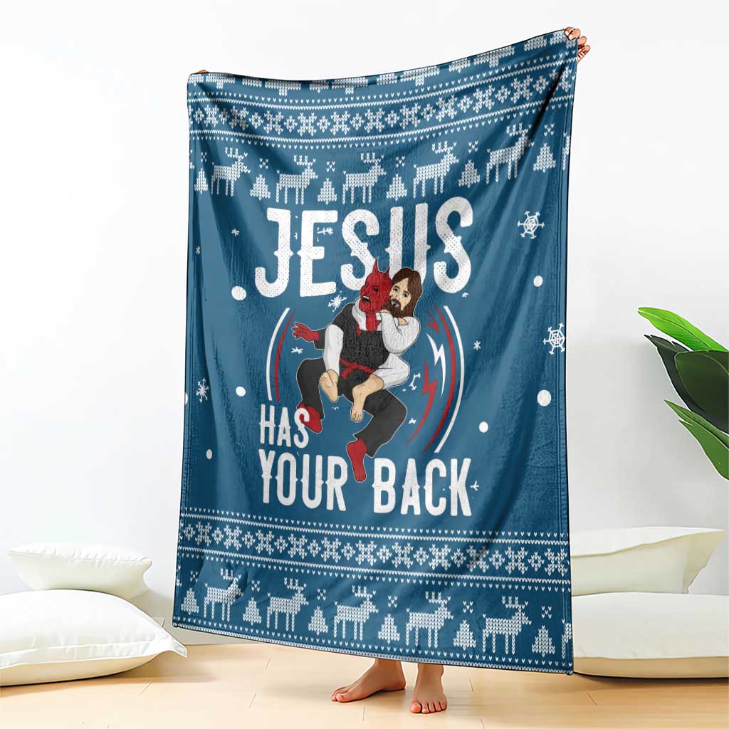 Jesus Has Your Back Jiu Jitsu Christmas Blanket Funny Xmas Holiday Patterns - Wonder Print Shop