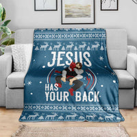 Jesus Has Your Back Jiu Jitsu Christmas Blanket Funny Xmas Holiday Patterns - Wonder Print Shop