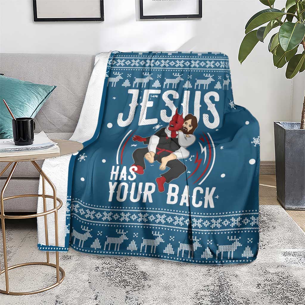 Jesus Has Your Back Jiu Jitsu Christmas Blanket Funny Xmas Holiday Patterns - Wonder Print Shop
