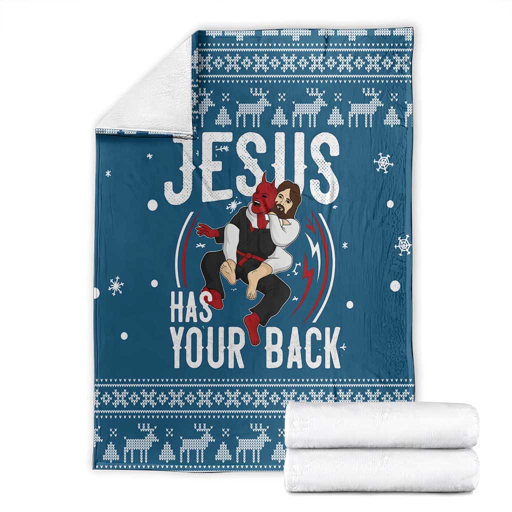 Jesus Has Your Back Jiu Jitsu Christmas Blanket Funny Xmas Holiday Patterns - Wonder Print Shop