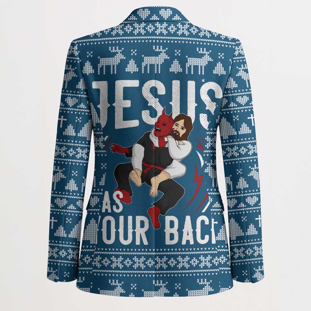 Jesus Has Your Back Jiu Jitsu Christmas Blazer Funny Xmas Holiday Patterns - Wonder Print Shop