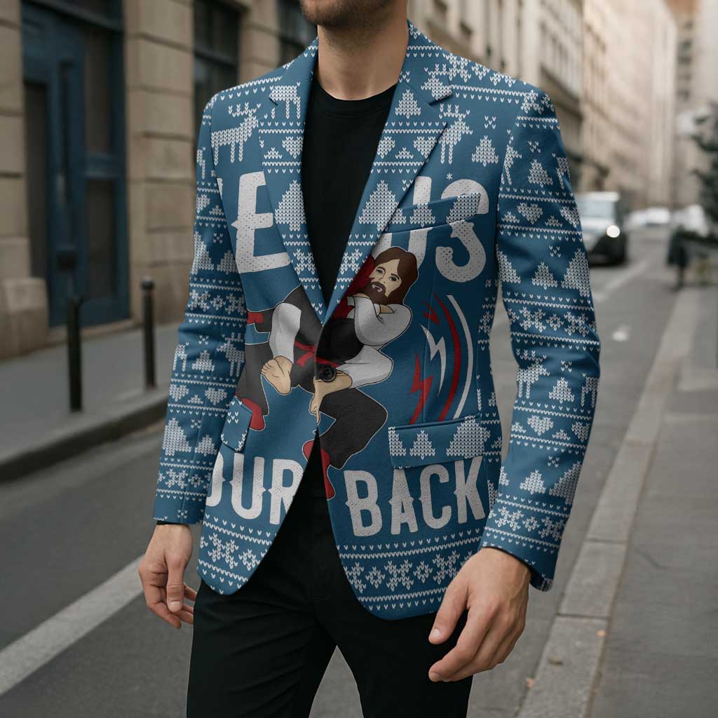 Jesus Has Your Back Jiu Jitsu Christmas Blazer Funny Xmas Holiday Patterns - Wonder Print Shop