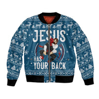 Jesus Has Your Back Jiu Jitsu Christmas Bomber Jacket Funny Xmas Holiday Patterns - Wonder Print Shop