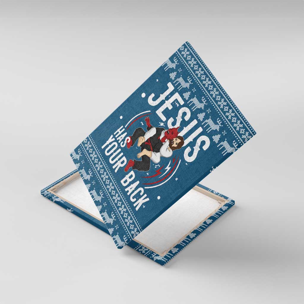 Jesus Has Your Back Jiu Jitsu Christmas Canvas Wall Art Funny Xmas Holiday Patterns - Wonder Print Shop